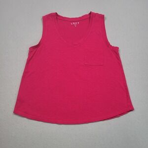 Loft Womens Pink V-Neck Pocket Tank Top Sleeveless Shirt Medium